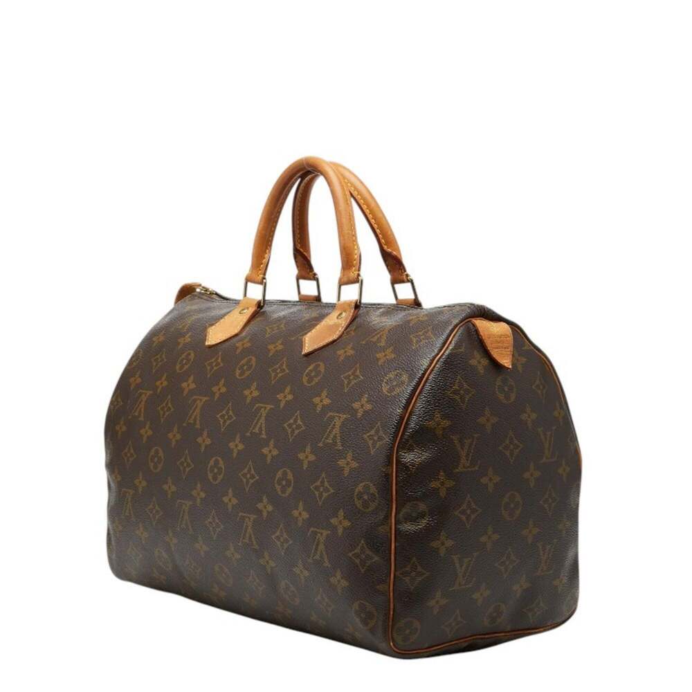 LOUIS VUITTON Brown Monogram Leather Speedy 35 Boston Bag - Picture 2 of 12
